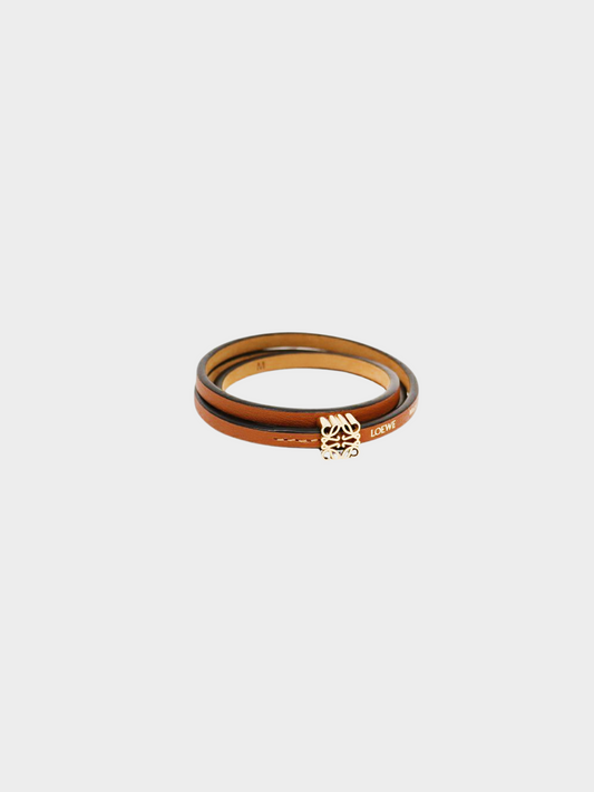 Loewe 2020s Brown Anagram Leather Bracelet