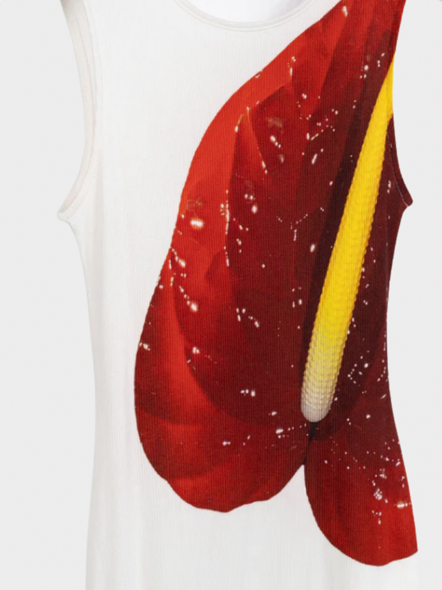 Loewe SS 2023 White Anthurium Floral Ribbed-Cotton Maxi Tank Dress
