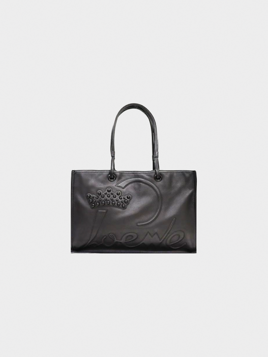 Loewe 2010s Logo Studs Leather Tote Bag