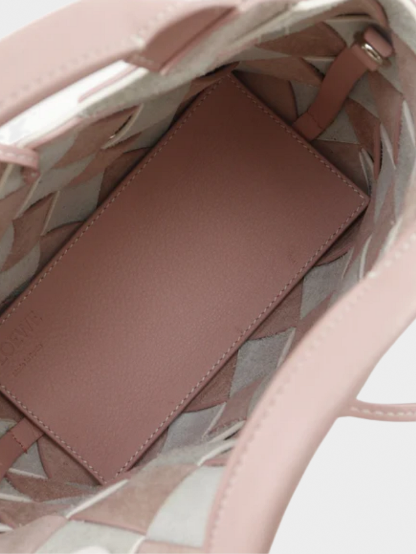 Loewe 2018 Pink and White Woven Calfskin Gingham Basket Bag