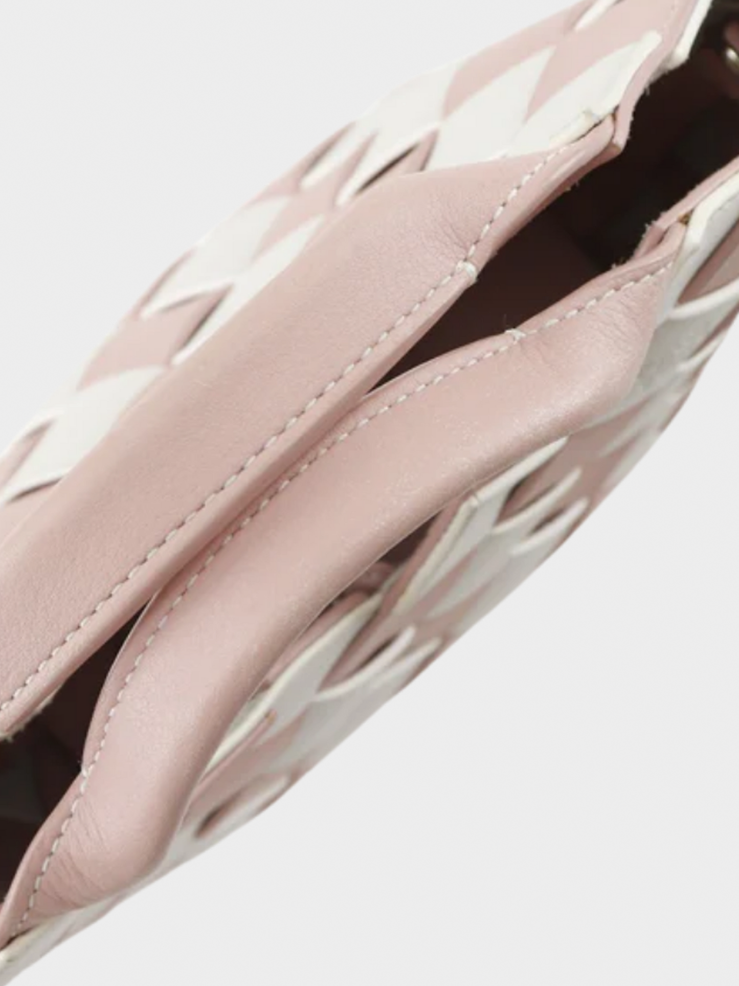 Loewe 2018 Pink and White Woven Calfskin Gingham Basket Bag