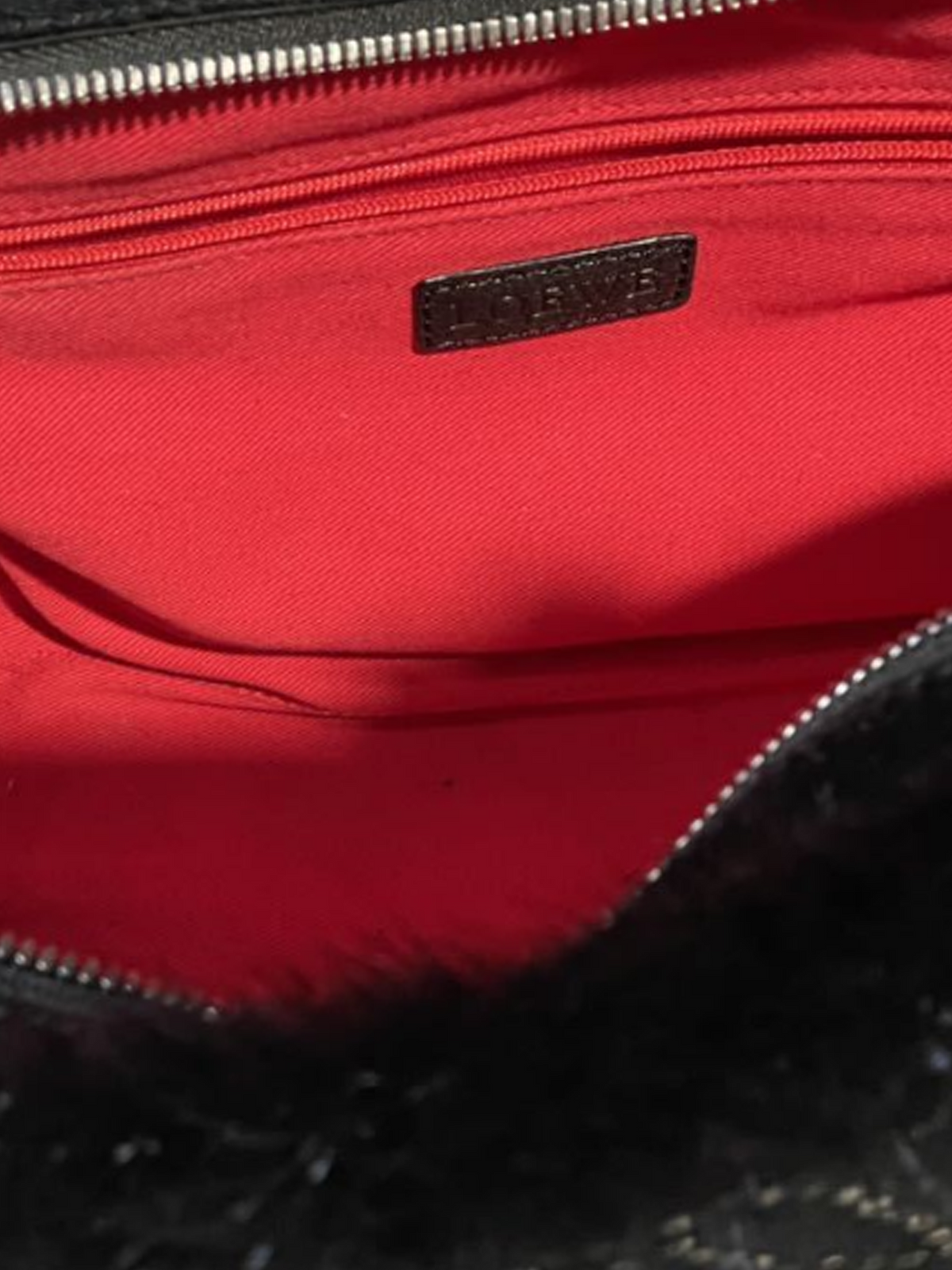 Loewe 2000s Black Amazona 28 Mink Fur Handbag