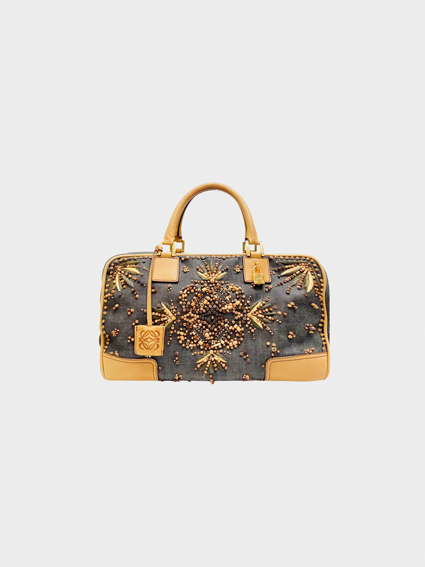 Loewe 2007 Dark Denim Beaded Denim Amazona Bag