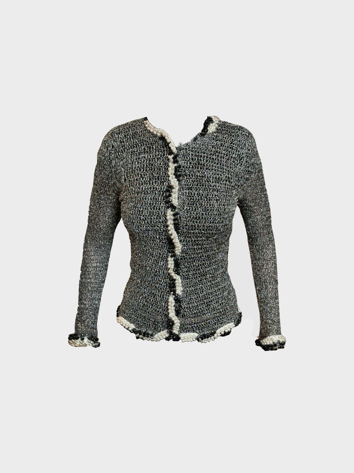 Loris Azzaro 1990s Black Pearl-Trimmed Jacket