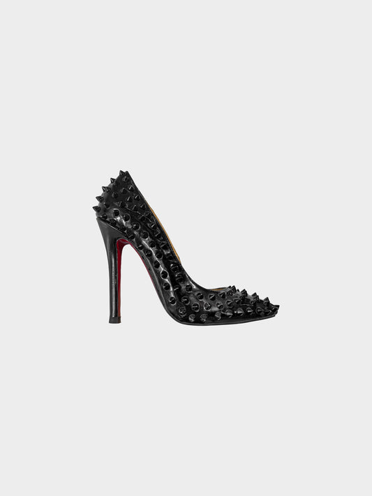 Christian Louboutin 2010s Black Patent Leather Pigalle Spike Heels