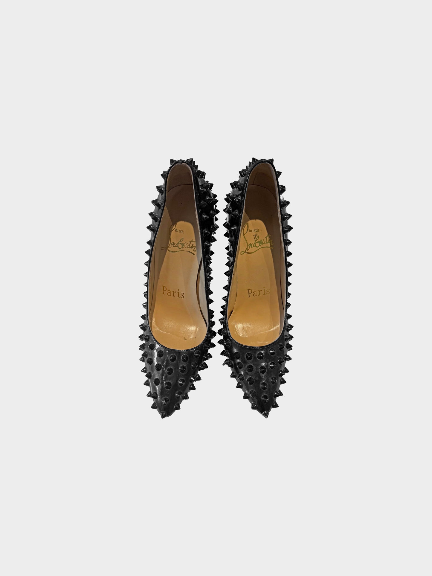 Christian Louboutin 2010s Black Patent Leather Pigalle Spike Heels