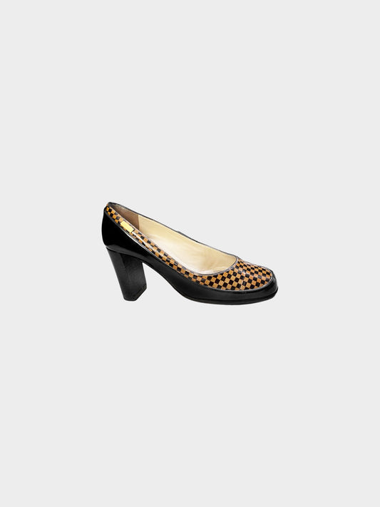 Louis Vuitton 2002 Brown and Black Damier Checkered Pumps