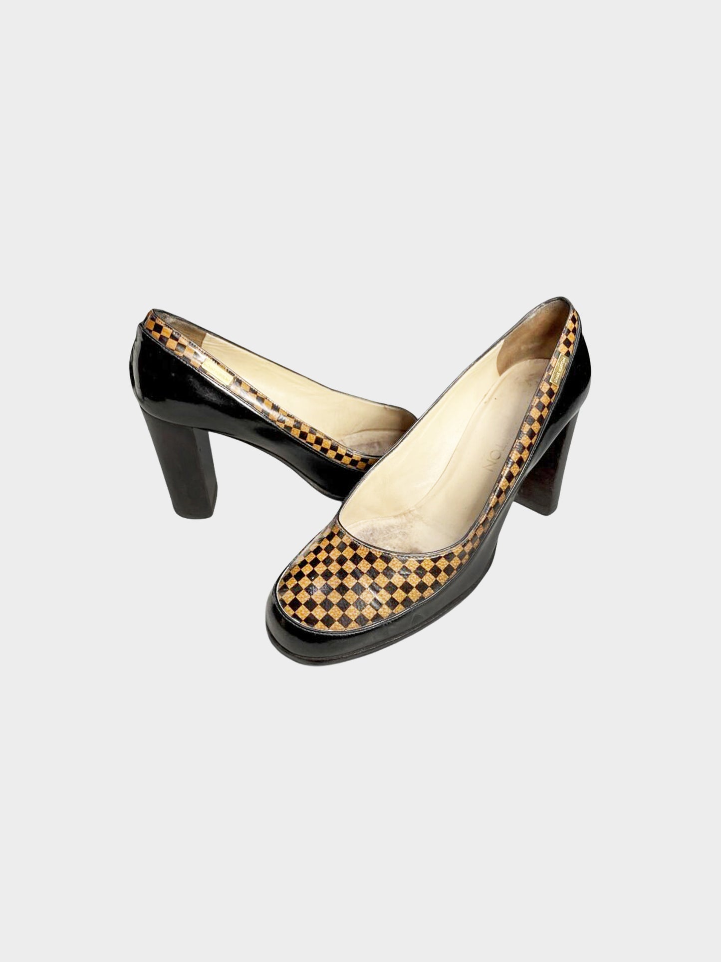 Louis Vuitton 2002 Brown and Black Damier Checkered Pumps