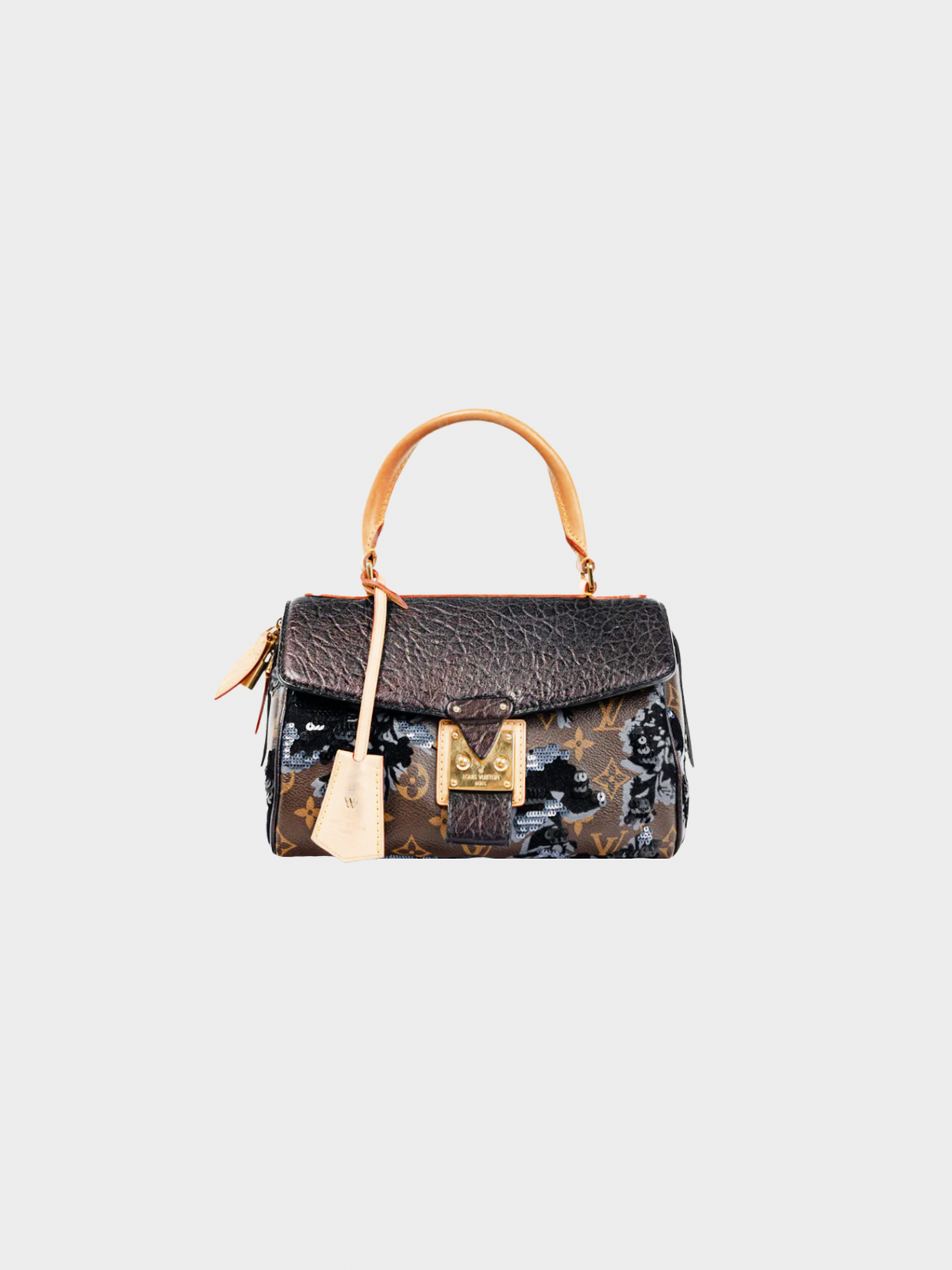 Louis Vuitton AW 2010 Brown Carrousel Monogram Fleur de Jais Sequined Velvet Handbag