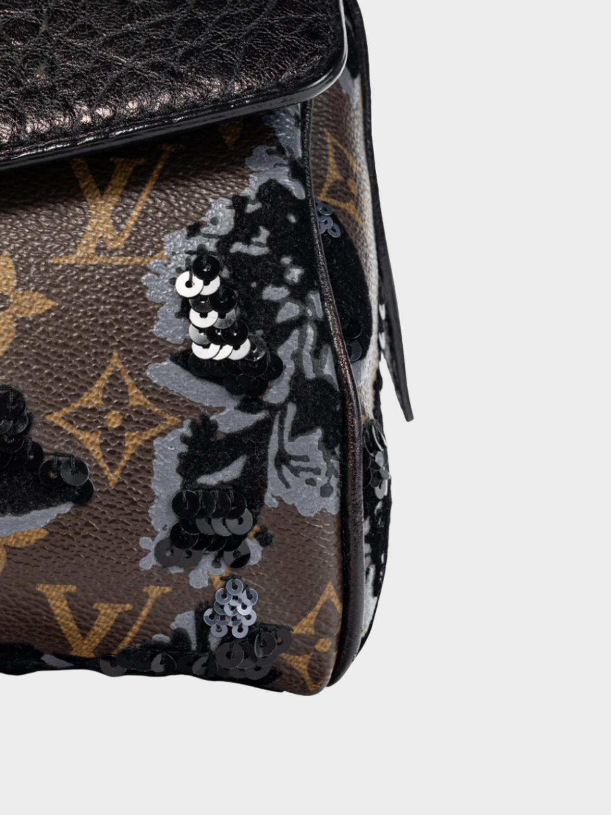 Louis Vuitton AW 2010 Brown Carrousel Monogram Fleur de Jais Sequined Velvet Handbag