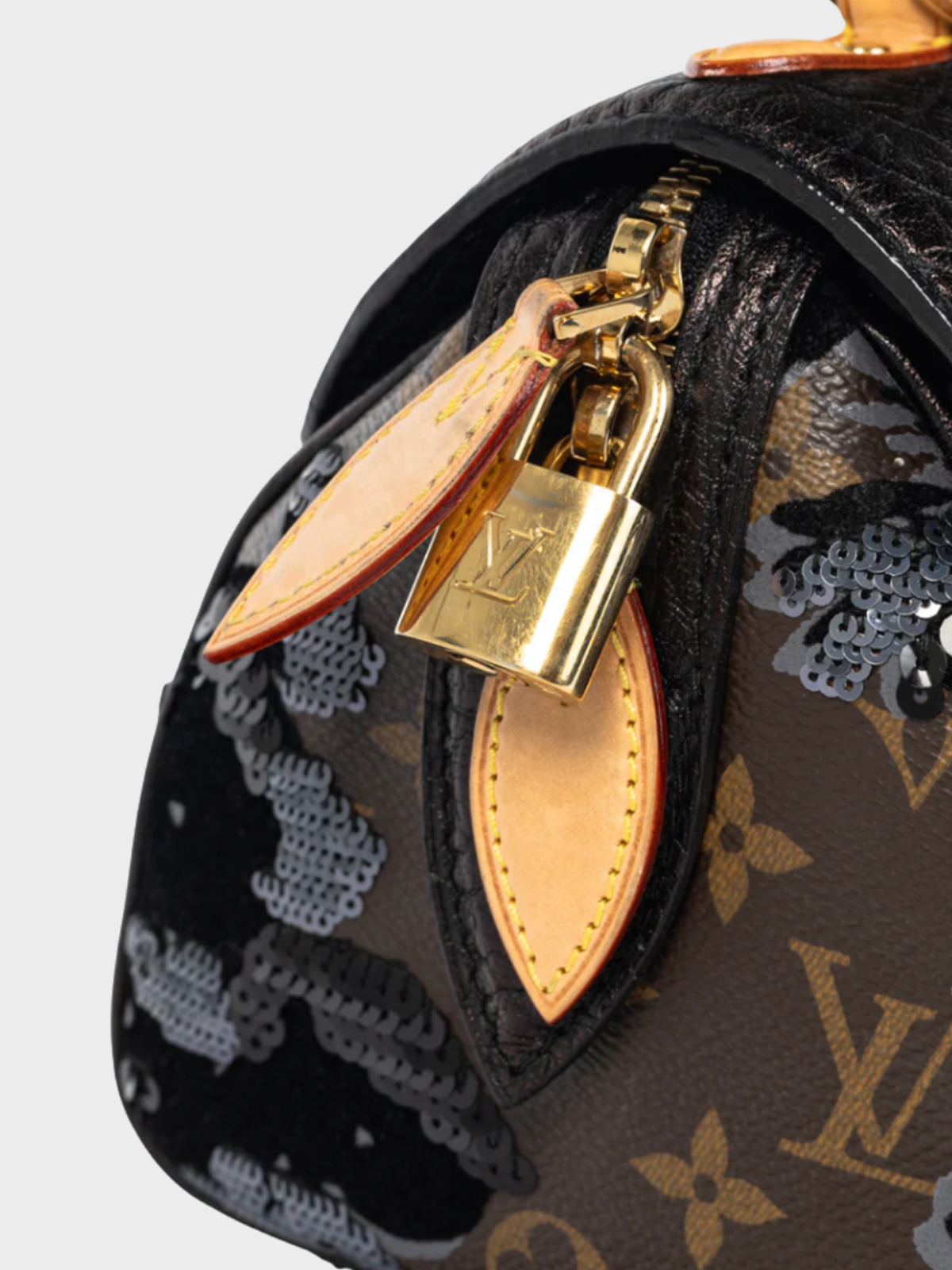 Louis Vuitton AW 2010 Brown Carrousel Monogram Fleur de Jais Sequined Velvet Handbag