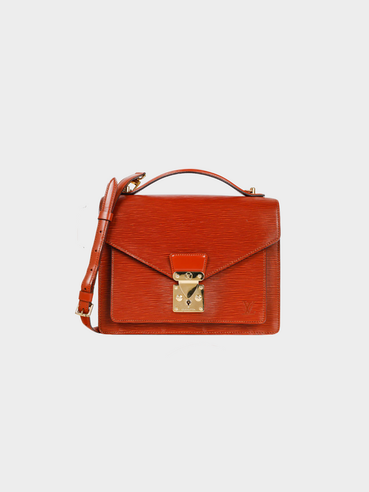 Louis Vuitton 1990s Monceau 28 Rust Brown Epi Leather Convertible Bag