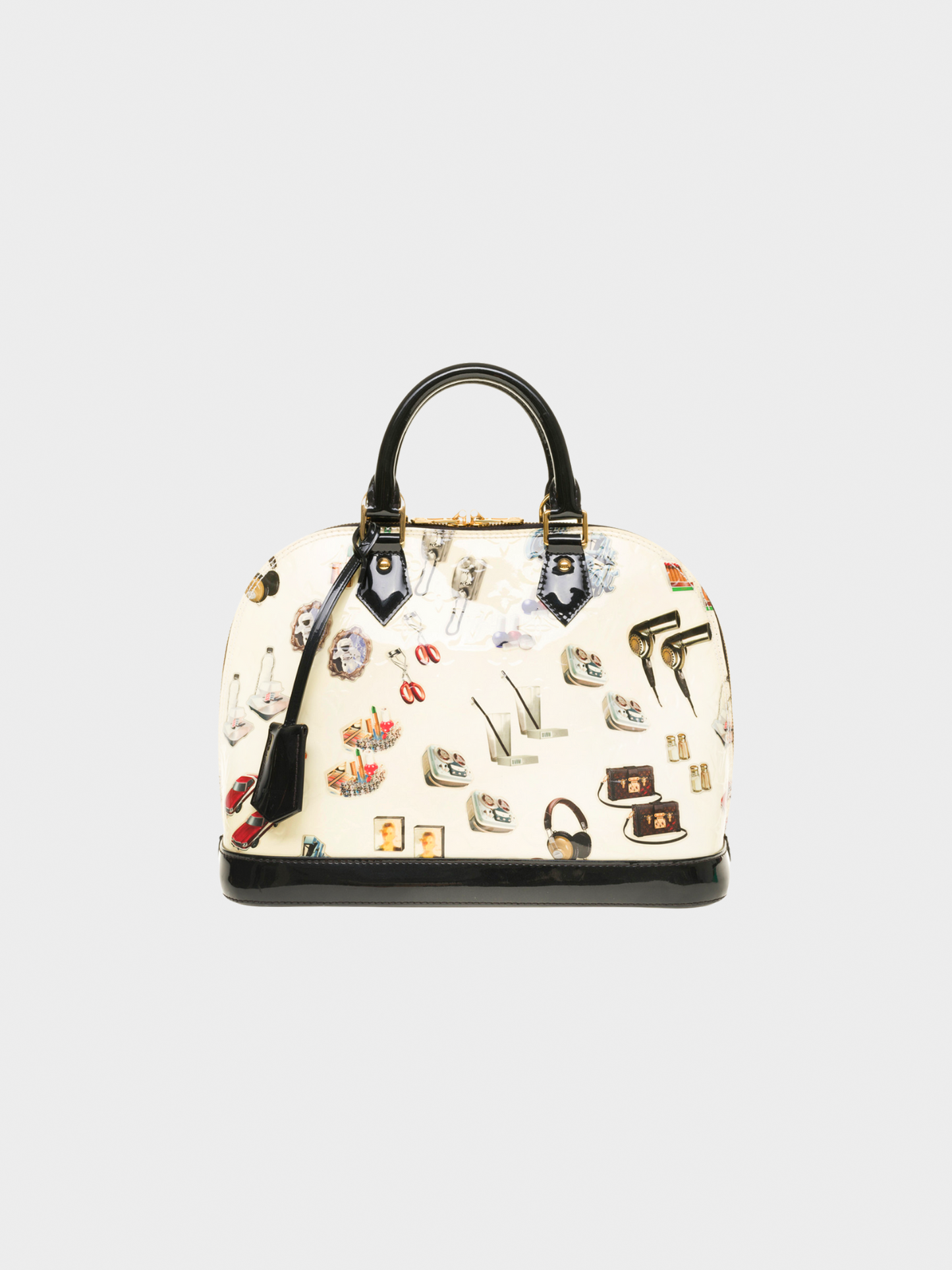 Louis Vuitton 2015 Cream Patent Leather Vernis Stickers Alma PM Bag