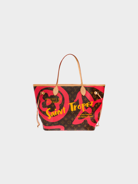 Louis Vuitton 2007  Brown Monogram Canvas Saint Tropez Neverfull MM Tote Bag