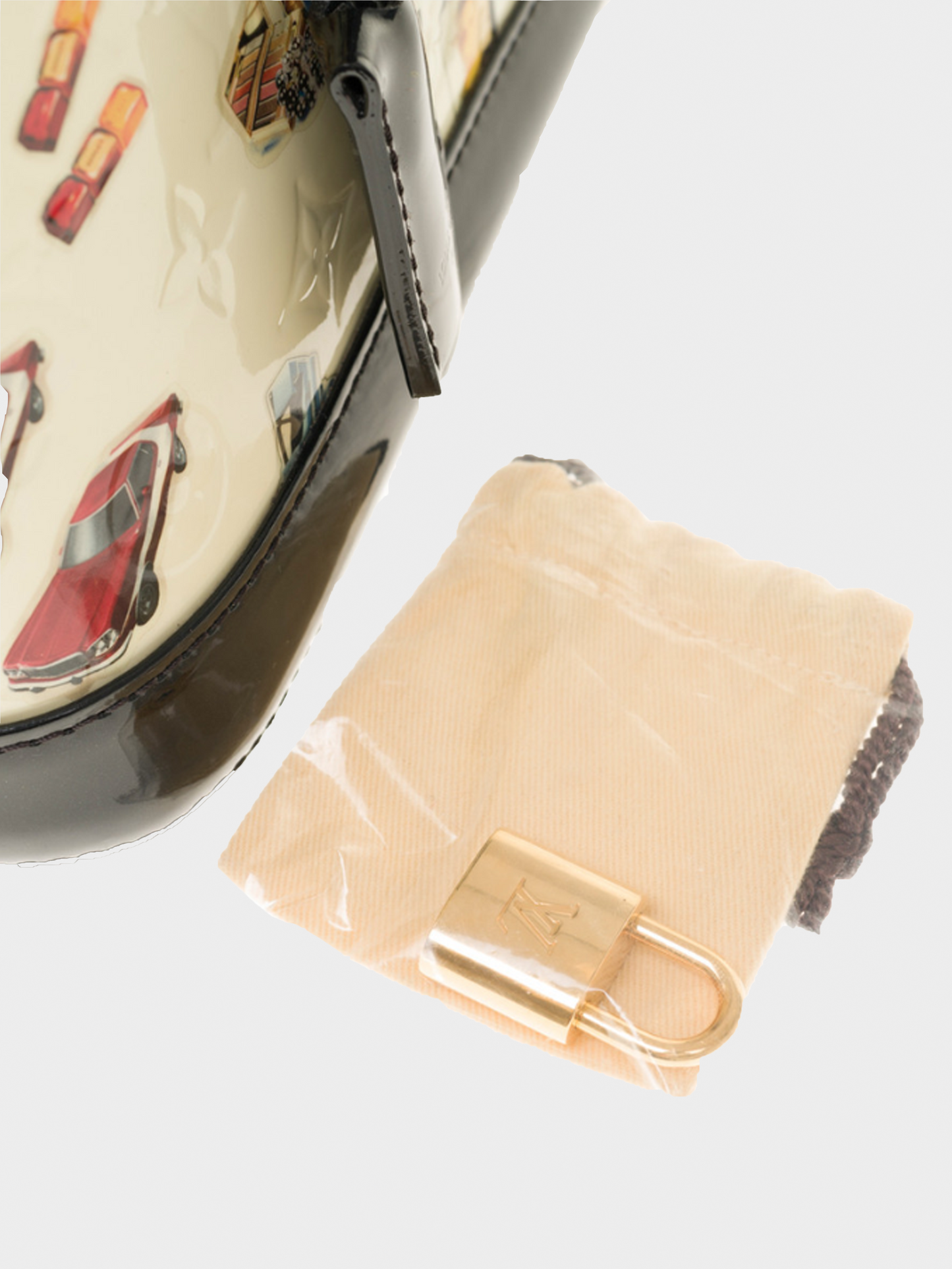 Louis Vuitton 2015 Cream Patent Leather Vernis Stickers Alma PM Bag