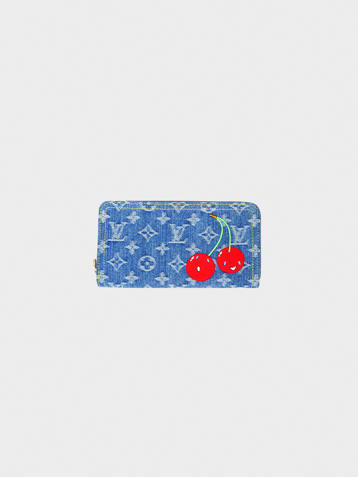 Louis Vuitton x Takashi Murakami 2021 Denim Monogram Cherry Wallet