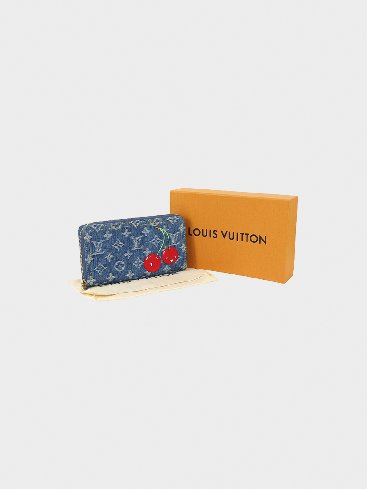 Louis Vuitton x Takashi Murakami 2021 Denim Monogram Cherry Wallet