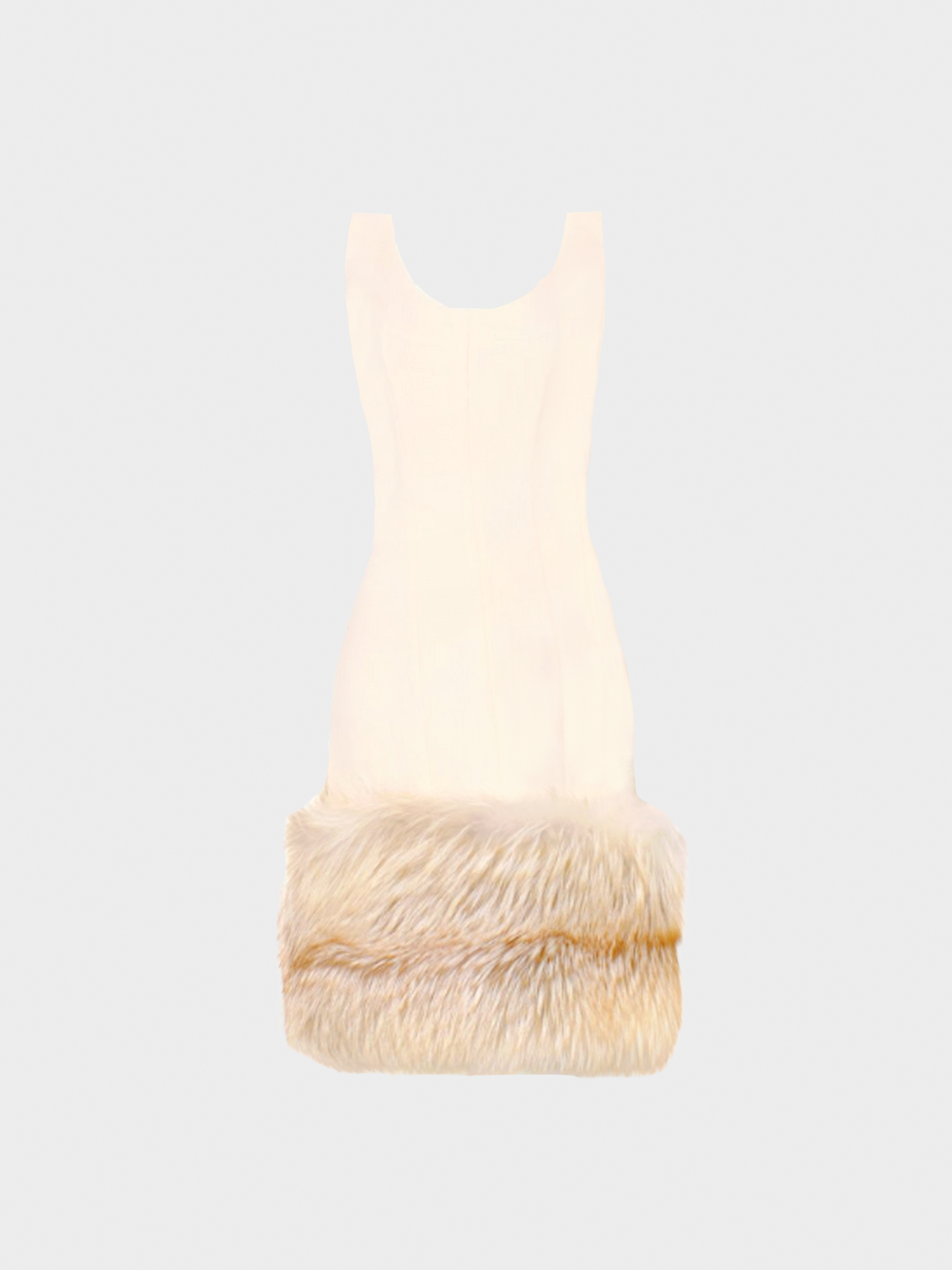 Louis Vuitton by Marc Jacobs 2000s Ivory Fox Fur Trimmed Dress