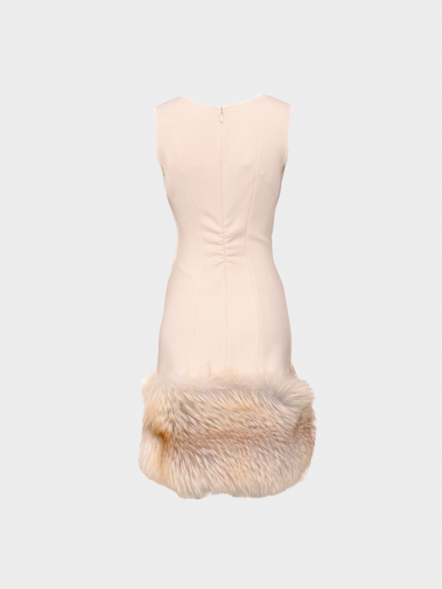 Louis Vuitton by Marc Jacobs 2000s Ivory Fox Fur Trimmed Dress