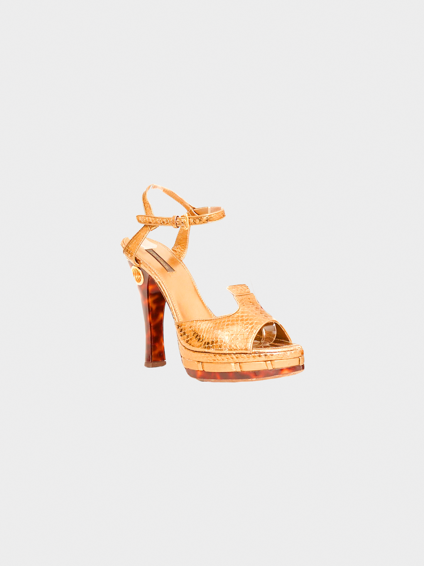 Louis Vuitton 2000s Gold Snakeskin Cleo/Pompeii Platform