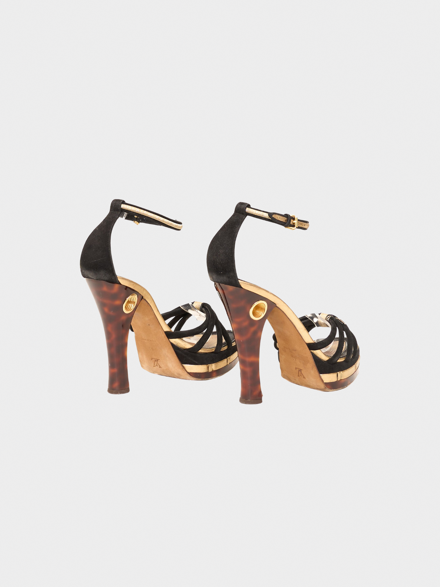 Louis Vuitton 2000s Limited Edition Brown Tortoiseshell Cleo Pompeii Platform Ankle Strap Sandals