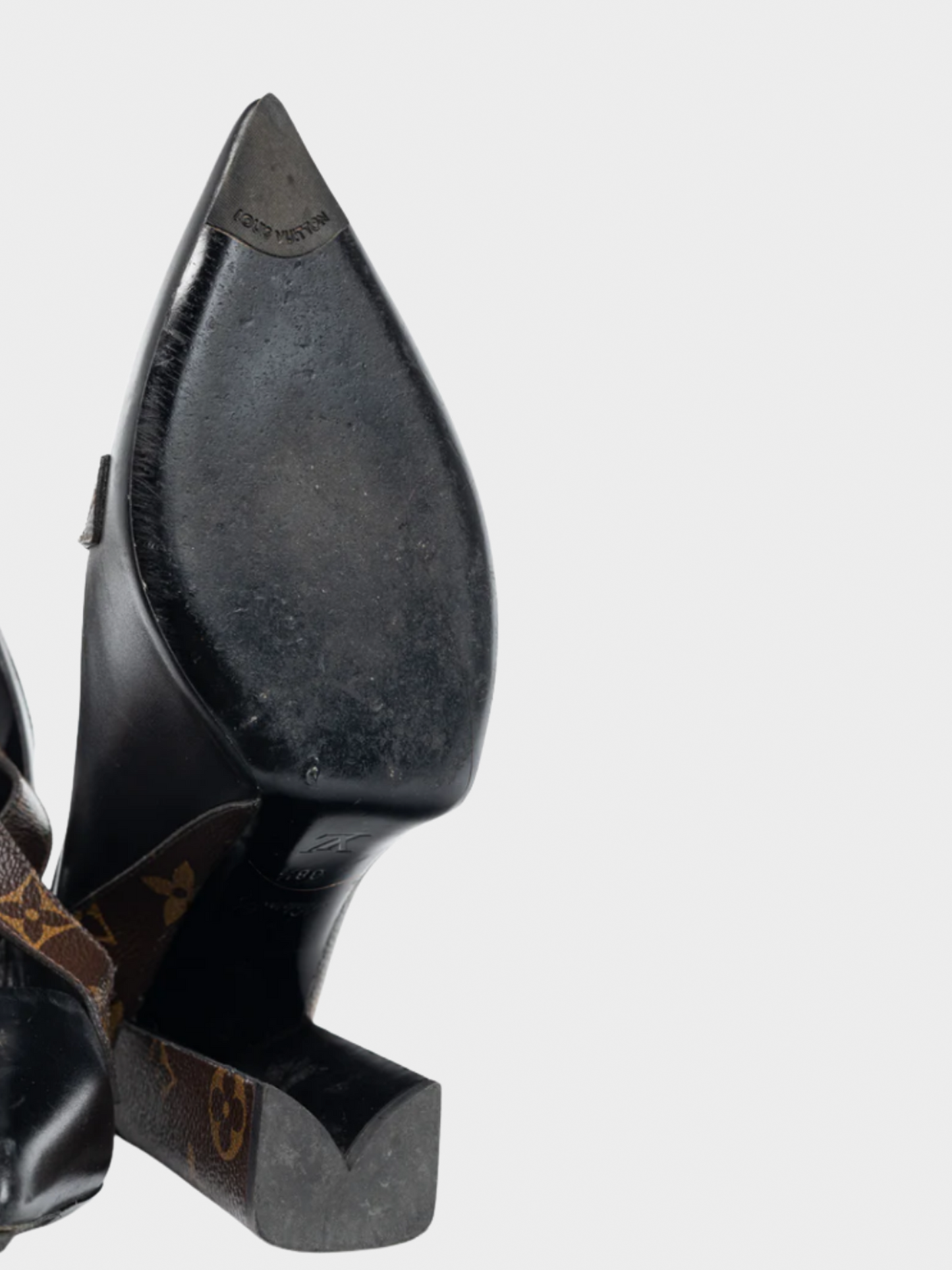 Louis Vuitton 2018 Matchmake Black Leather & Monogram Canvas Crossover Pumps