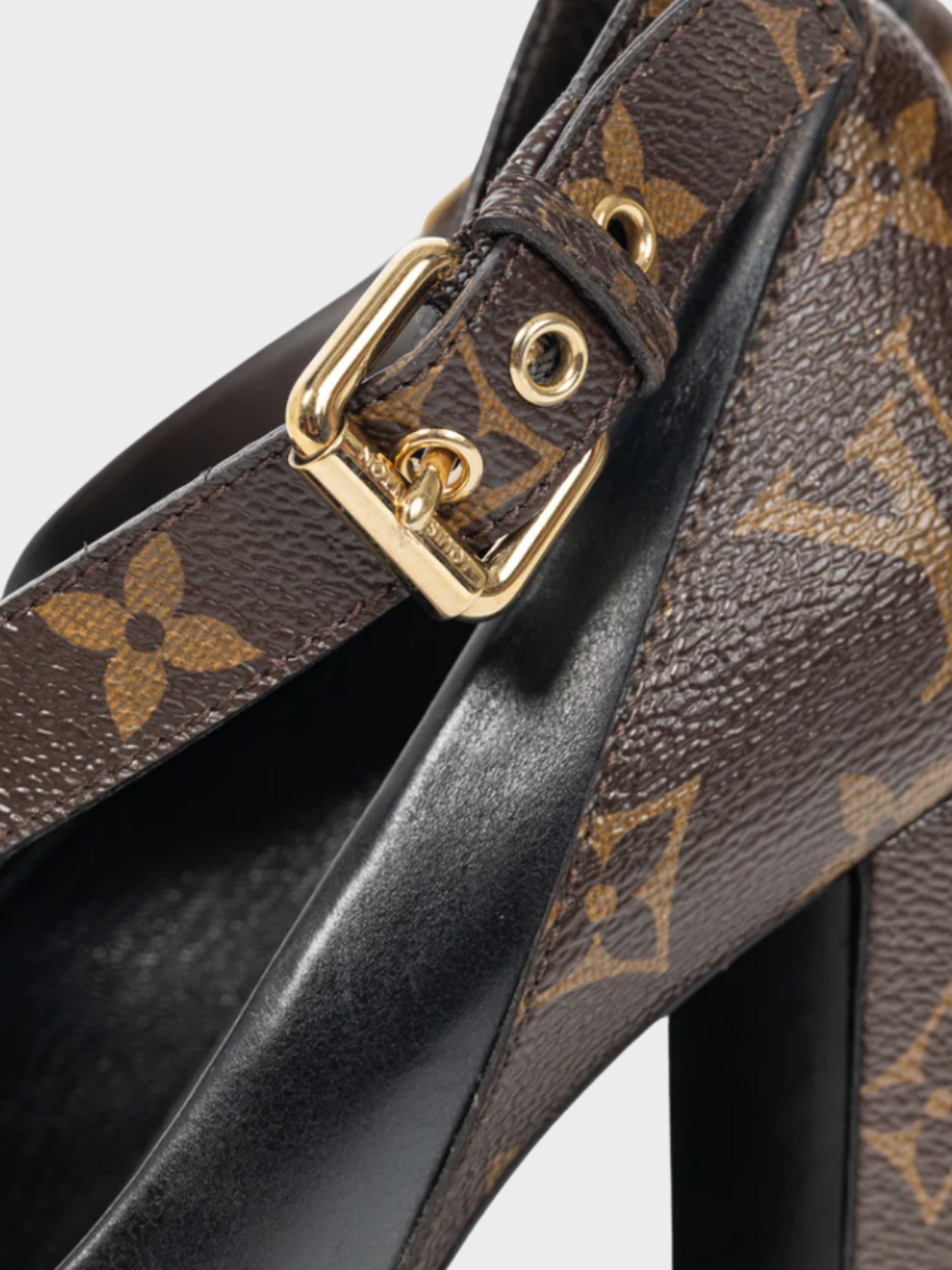 Louis Vuitton 2018 Matchmake Black Leather & Monogram Canvas Crossover Pumps