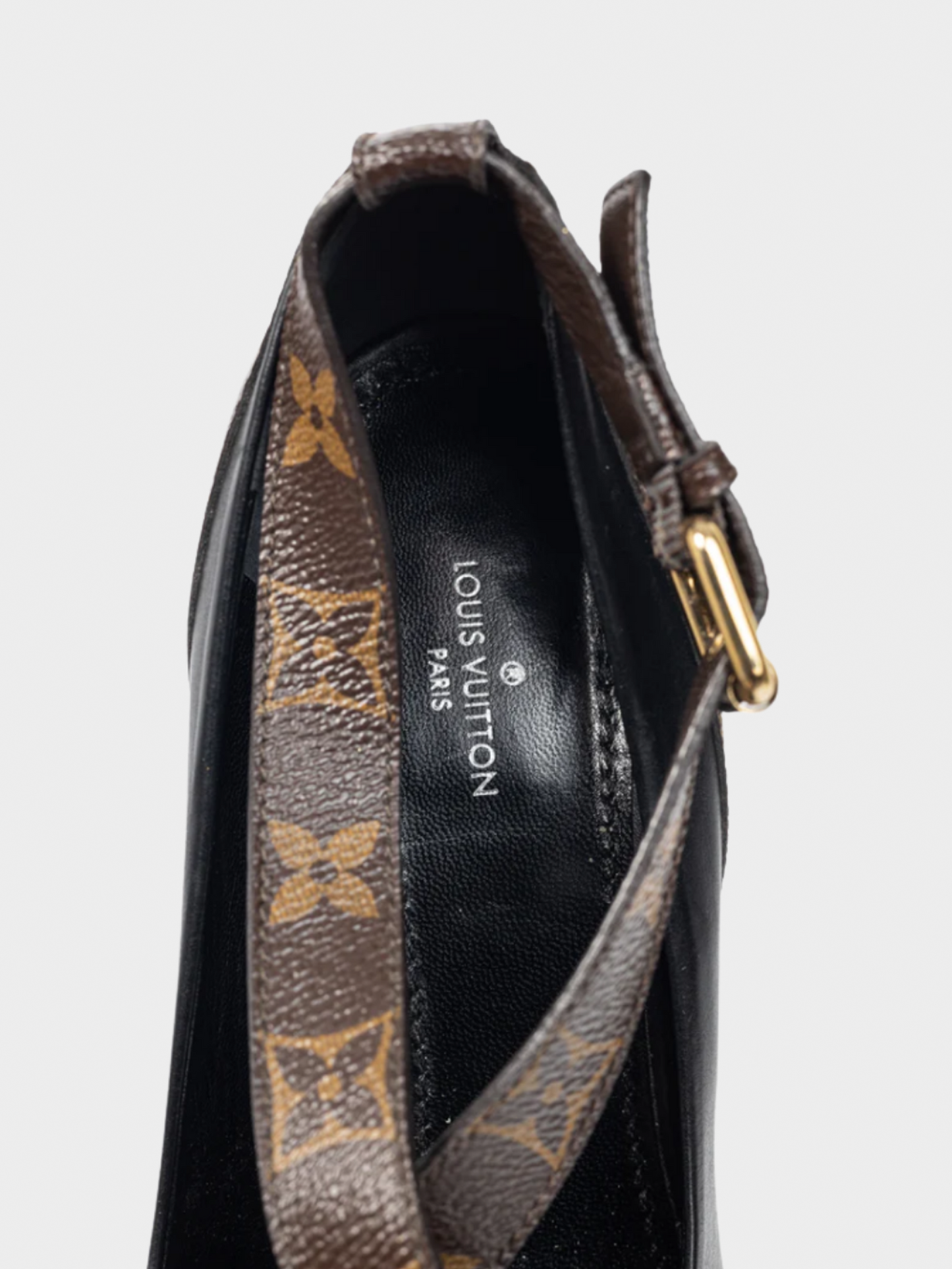 Louis Vuitton 2018 Matchmake Black Leather & Monogram Canvas Crossover Pumps