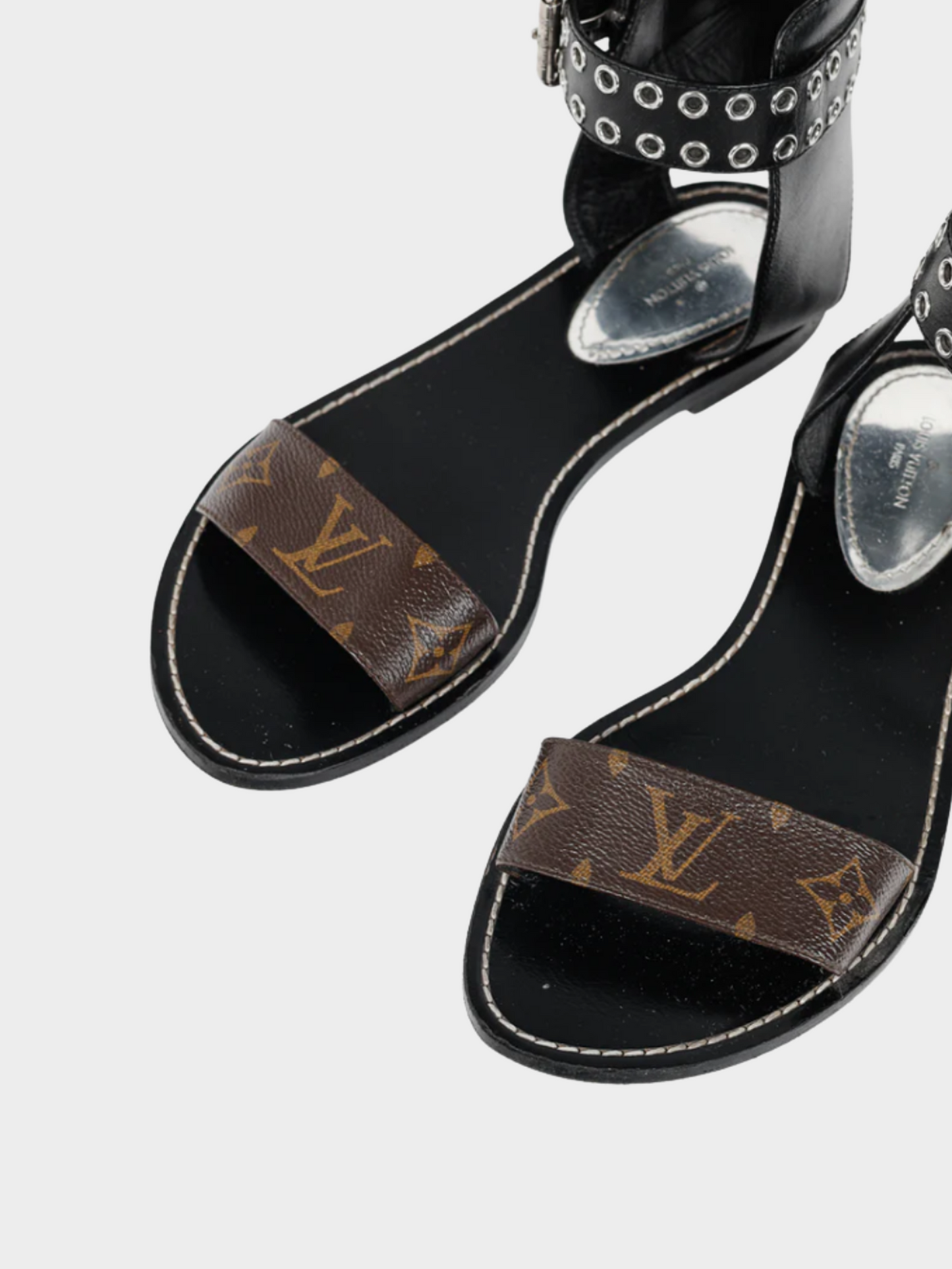 Louis Vuitton 2019 Black Passenger Monogram Calfskin Flat Sandals