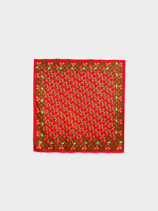 Louis Vuitton x Takashi Murakami 2005 Cherry print Monogram Silk Scarf