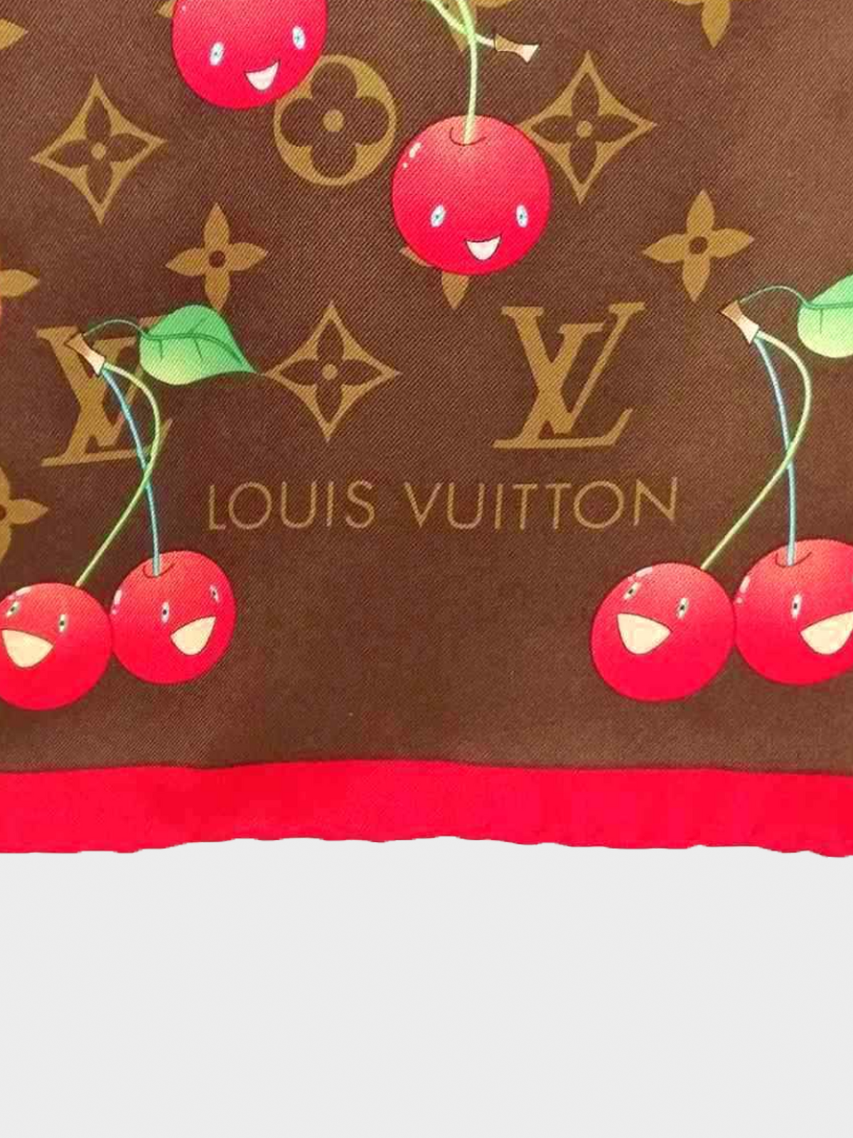 Louis Vuitton x Takashi Murakami 2005 Cherry print Monogram Silk Scarf