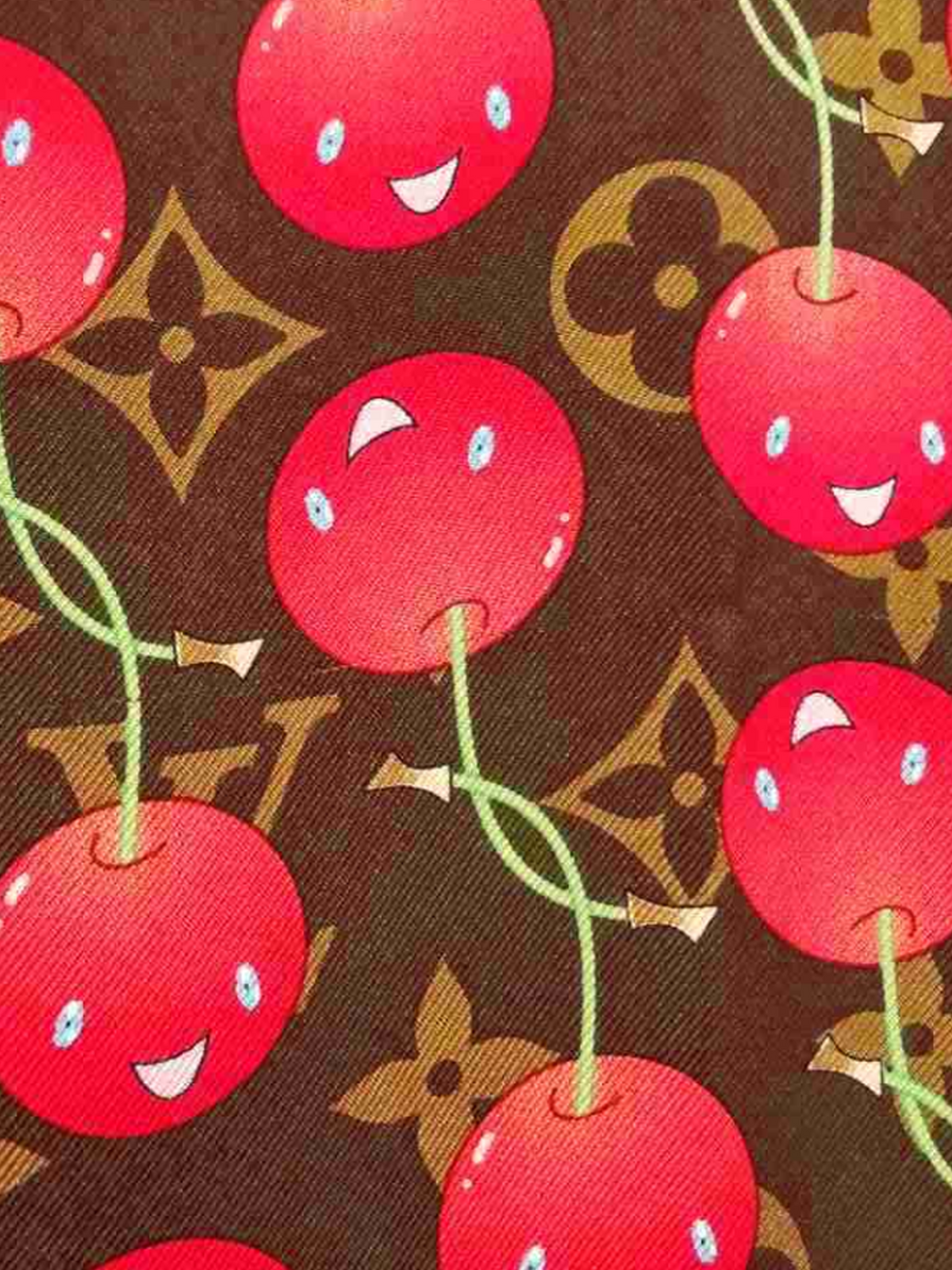 Louis Vuitton x Takashi Murakami 2005 Cherry print Monogram Silk Scarf