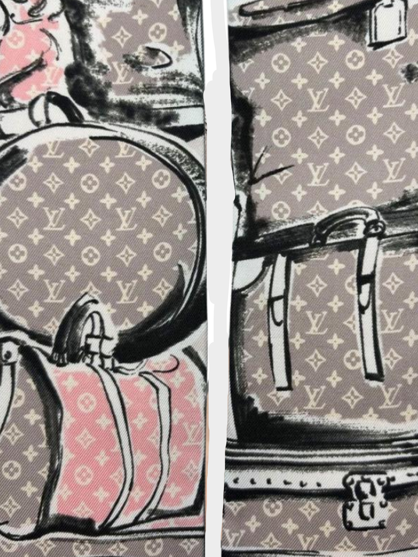 Louis Vuitton 2010s Light Pink Graphic Printed Bandeau Scarf