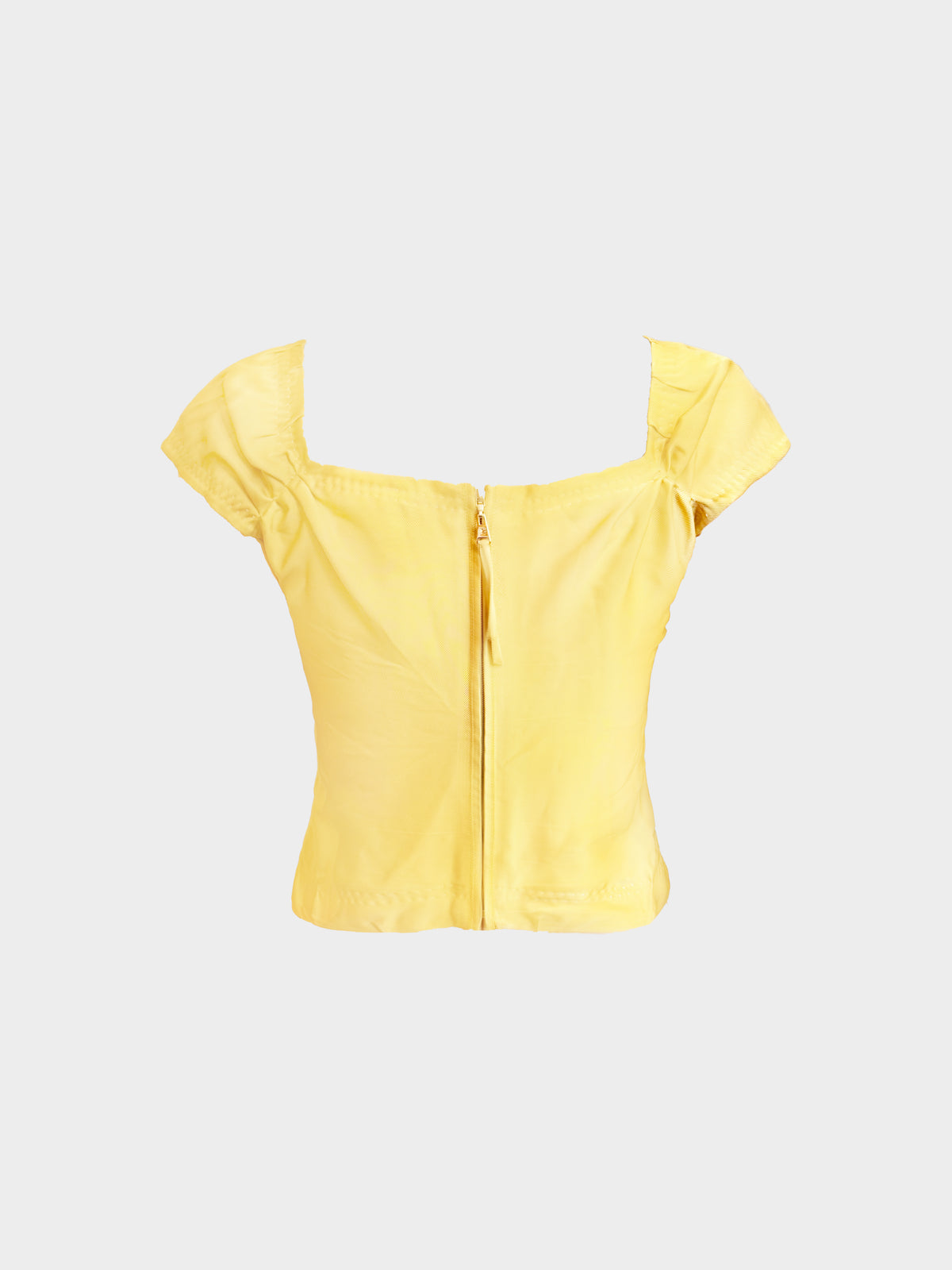 Louis Vuitton SS 2004 Gold Acetate Blend Corset Style Velvet Lace-up Top