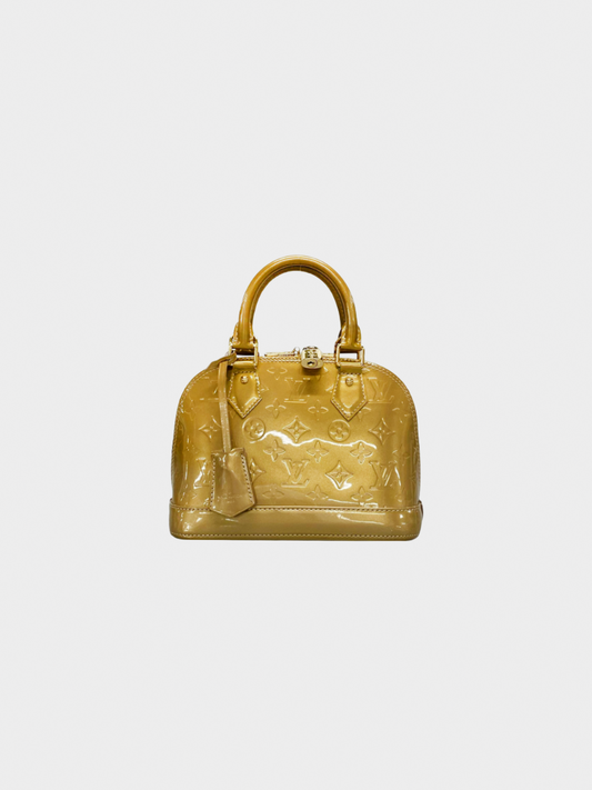 Louis Vuitton 2000s Gold Monogram Vernis Alma BB Handbag