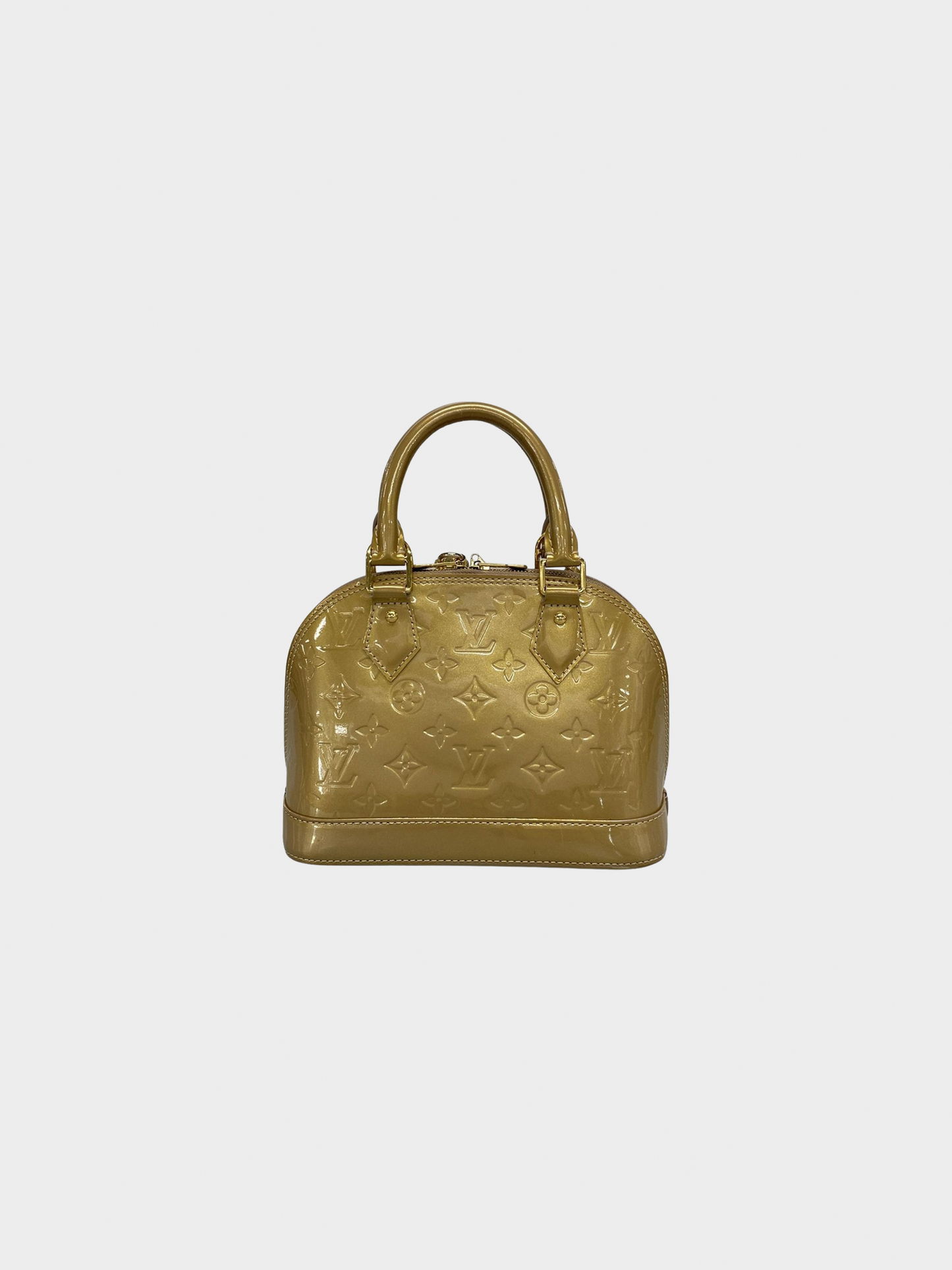 Louis Vuitton 2000s Gold Monogram Vernis Alma BB Handbag