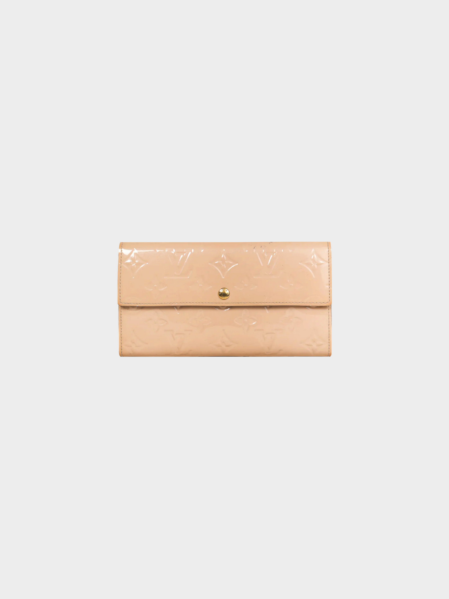 Louis Vuitton 2000s Sarah Beige Poudre Monogram Vernis Leather Wallet