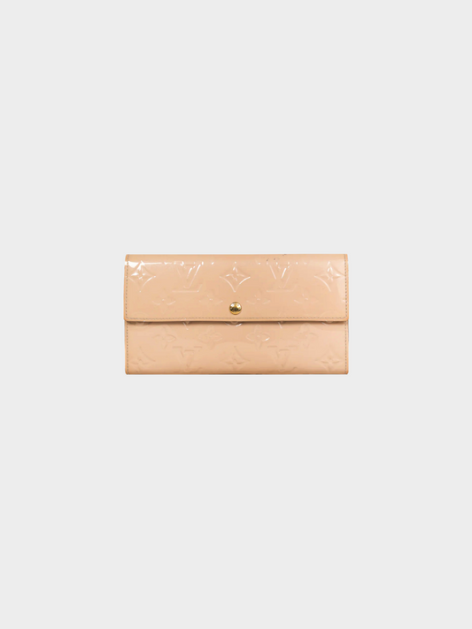 Louis Vuitton 2000s Sarah Beige Poudre Monogram Vernis Leather Wallet