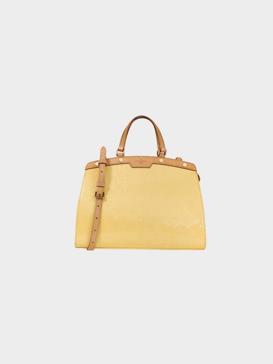 Louis Vuitton 2014 Brea MM Yellow Monogram Vernis Leather Tote