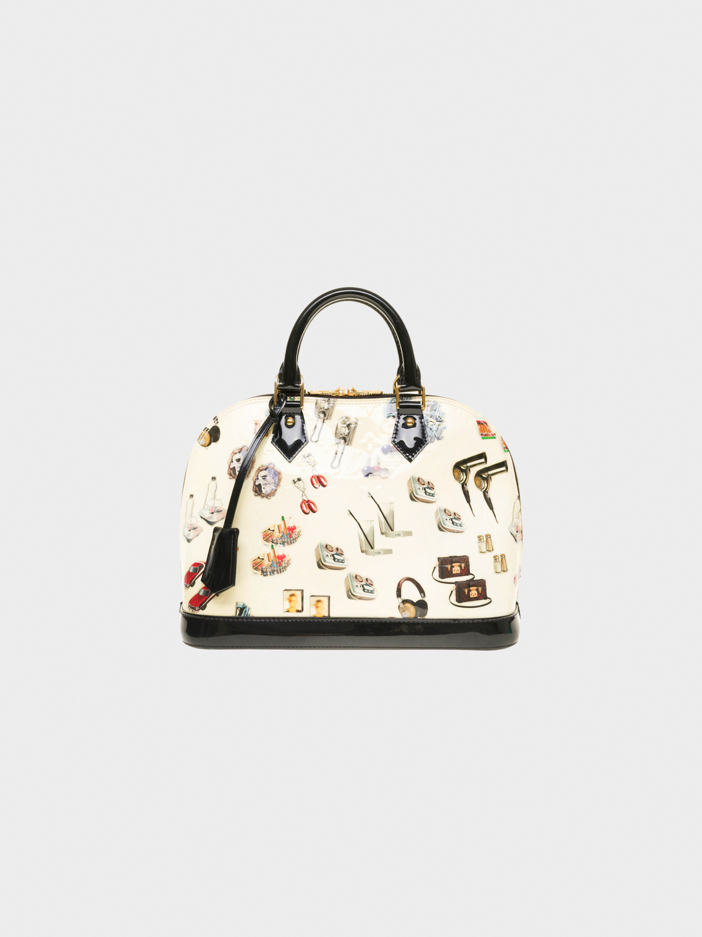 Louis Vuitton 2015 Cream Patent Leather Vernis Stickers Alma PM Bag