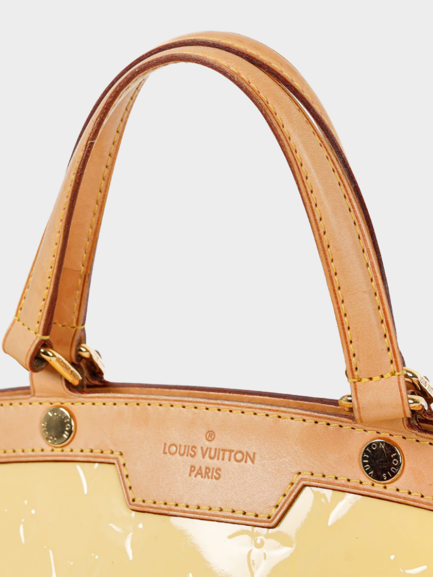 Louis Vuitton 2014 Brea MM Yellow Monogram Vernis Leather Tote