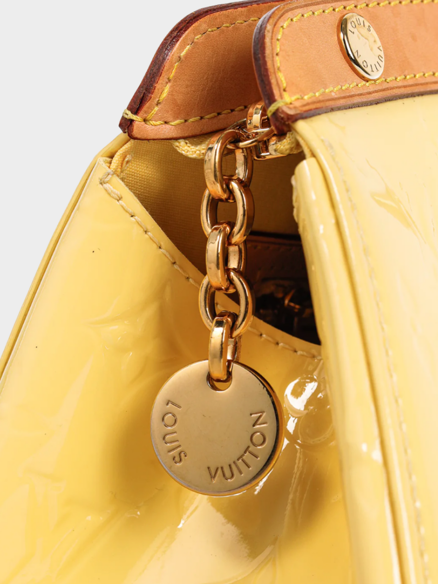 Louis Vuitton 2014 Brea MM Yellow Monogram Vernis Leather Tote