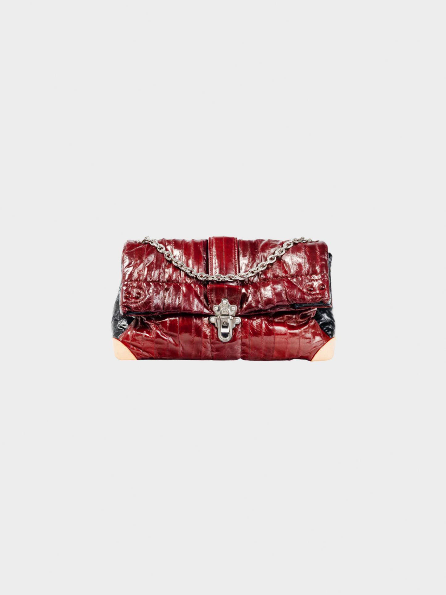 Louis Vuitton SS 2015 Runway Cloud Clutch GM Burgundy Eelskin Foldover Bag