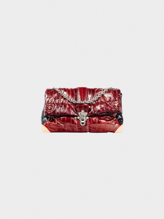 Louis Vuitton SS 2015 Runway Cloud Clutch GM Burgundy Eelskin Foldover Bag