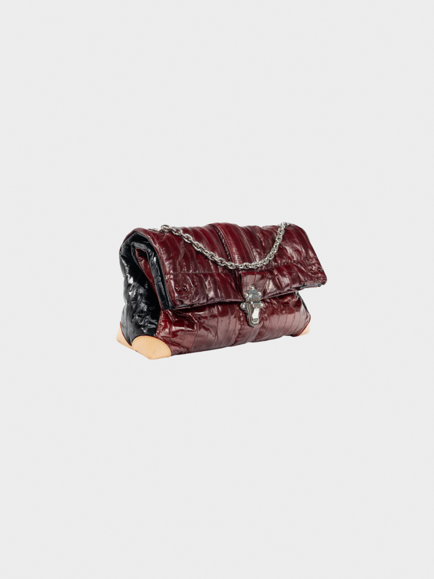 Louis Vuitton SS 2015 Runway Cloud Clutch GM Burgundy Eelskin Foldover Bag