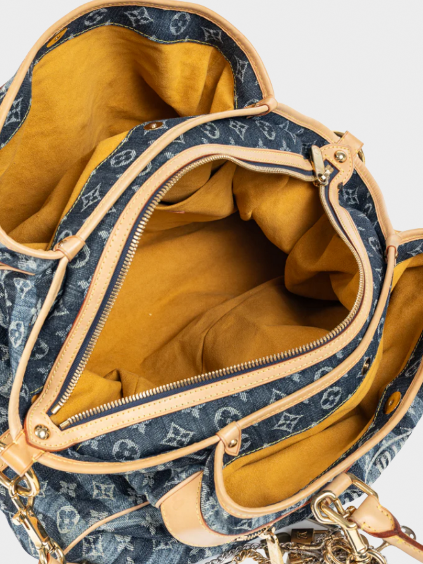 Louis Vuitton Cruise 2007 Cabas Raye GM Monogram Denim Cruise Shoulder Bag