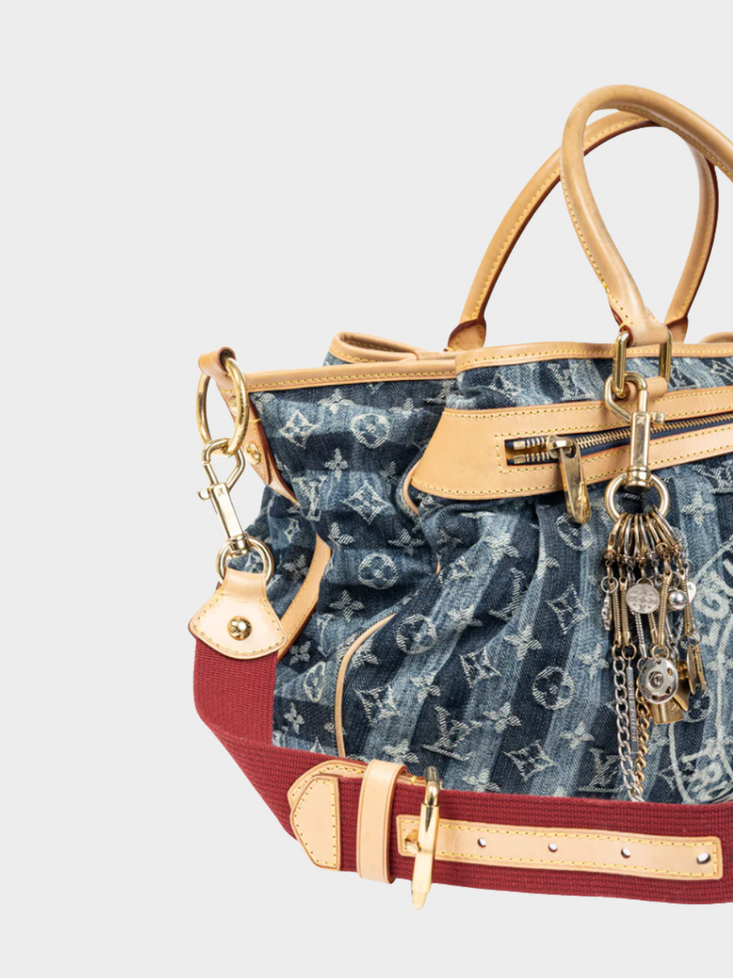 Louis Vuitton Cruise 2007 Cabas Raye GM Monogram Denim Cruise Shoulder Bag