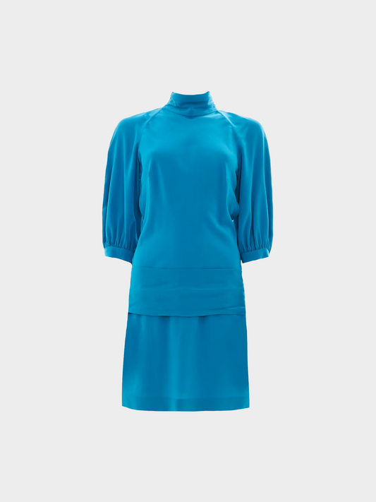 Louis Vuitton by Marc Jacobs SS 2004 Blue Cut Out Mini Silky Dress