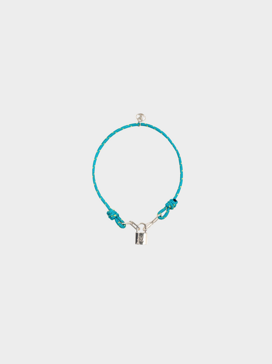 Louis Vuitton by Virgil Abloh 2020 Lockit Sterling Silver Blue Cord Bracelet