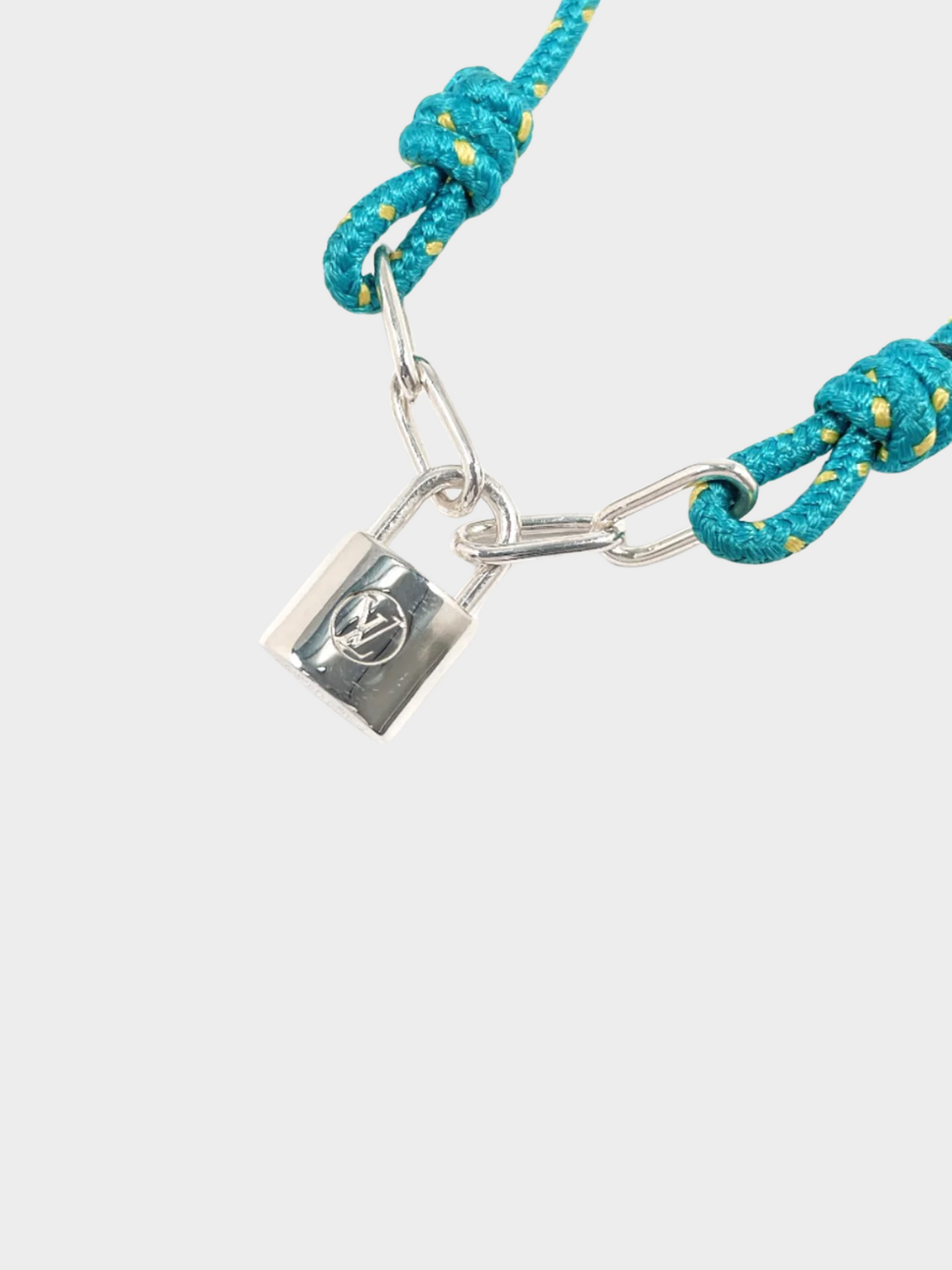 Louis Vuitton by Virgil Abloh 2020 Lockit Sterling Silver Blue Cord Bracelet